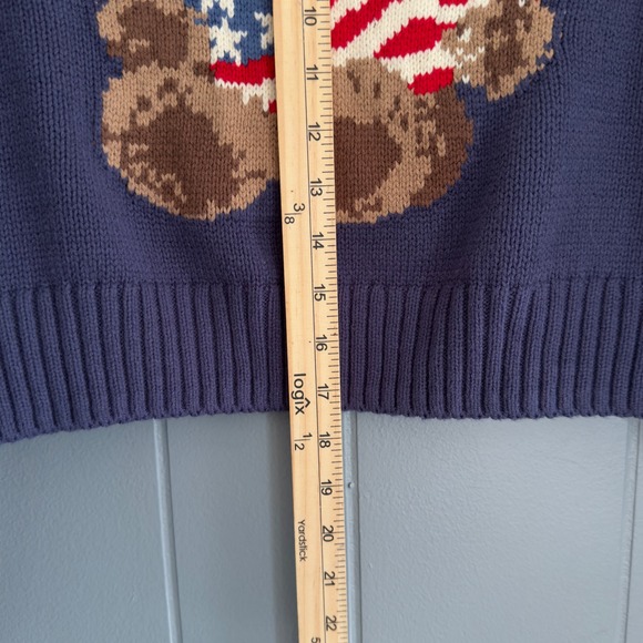 Cropped Teddy Bear Flag Sweater Grayson Threads Cute Knit Americana Style Value - Picture 7 of 7